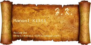 Hansel Kitti névjegykártya